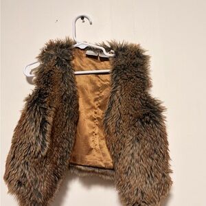 Koala Kids Brown Faux Fur Vest with Tan Lining